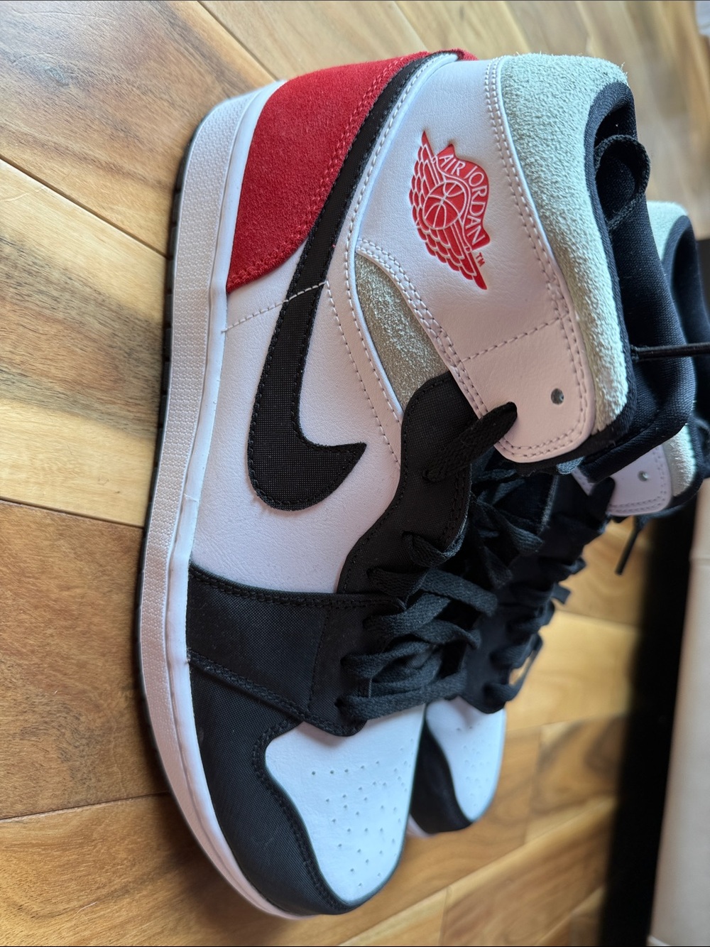 Jordan Black, White & Red High-Top Sneakers - Picture 3 of 6